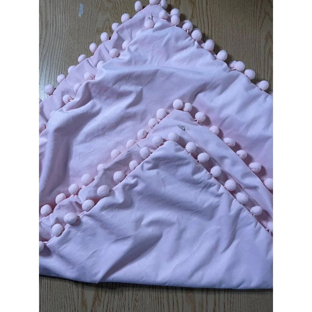 New Bundle of 2 Velvety Feel Pillow Cushion Covers with Tassels Lt Pink 22
